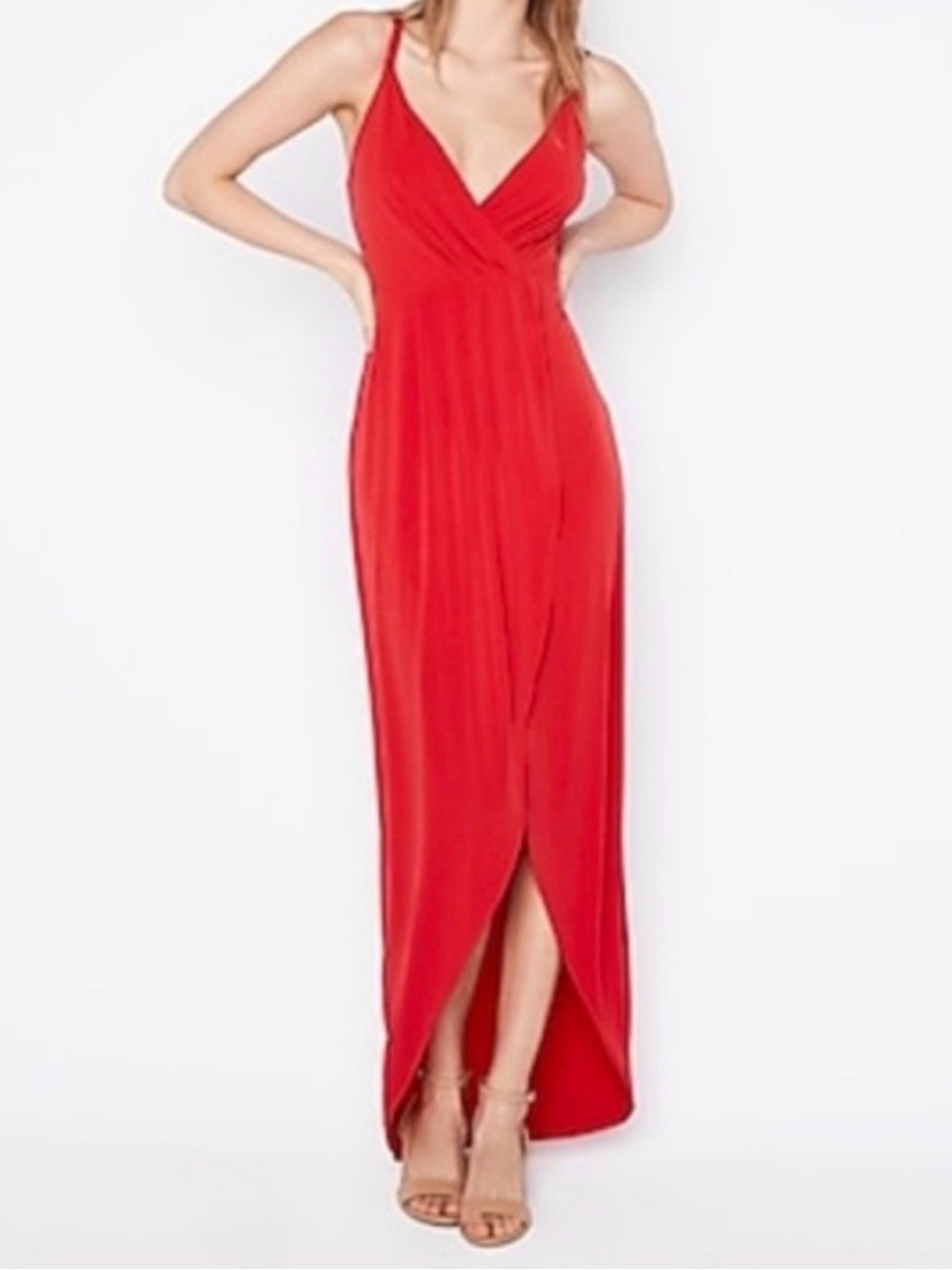 Express High Low Slit Sexy Red Dress Small EUC Soft Flattering